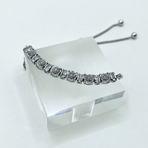 0.50 CT Natural Diamond Bolo Bracelet 925 Sterling Silver Adjustable